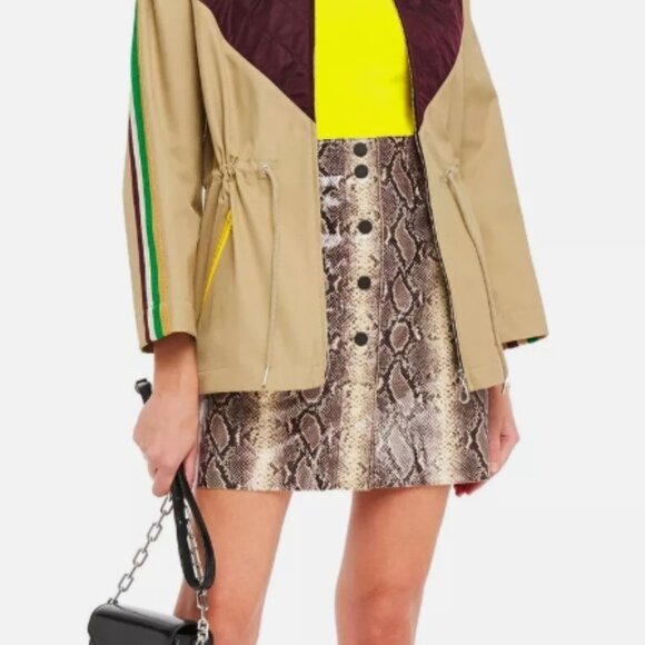 NWOT SANDRO Kimberlay Phyton Print Lamb Genuine Leather Mini Skirt M/3 $565